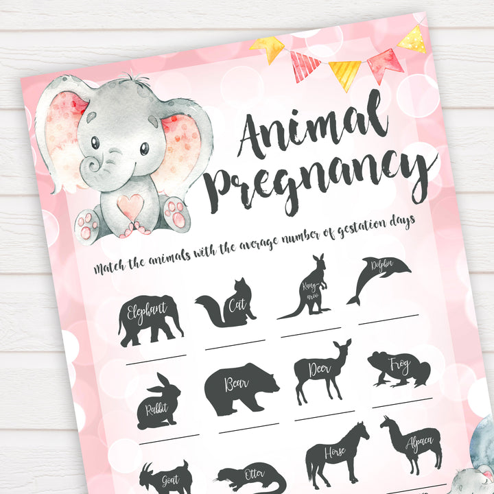 pink elephant baby games, animal pregnancy baby shower games, printable baby shower games, baby shower games, fun baby games, popular baby games, pink baby games