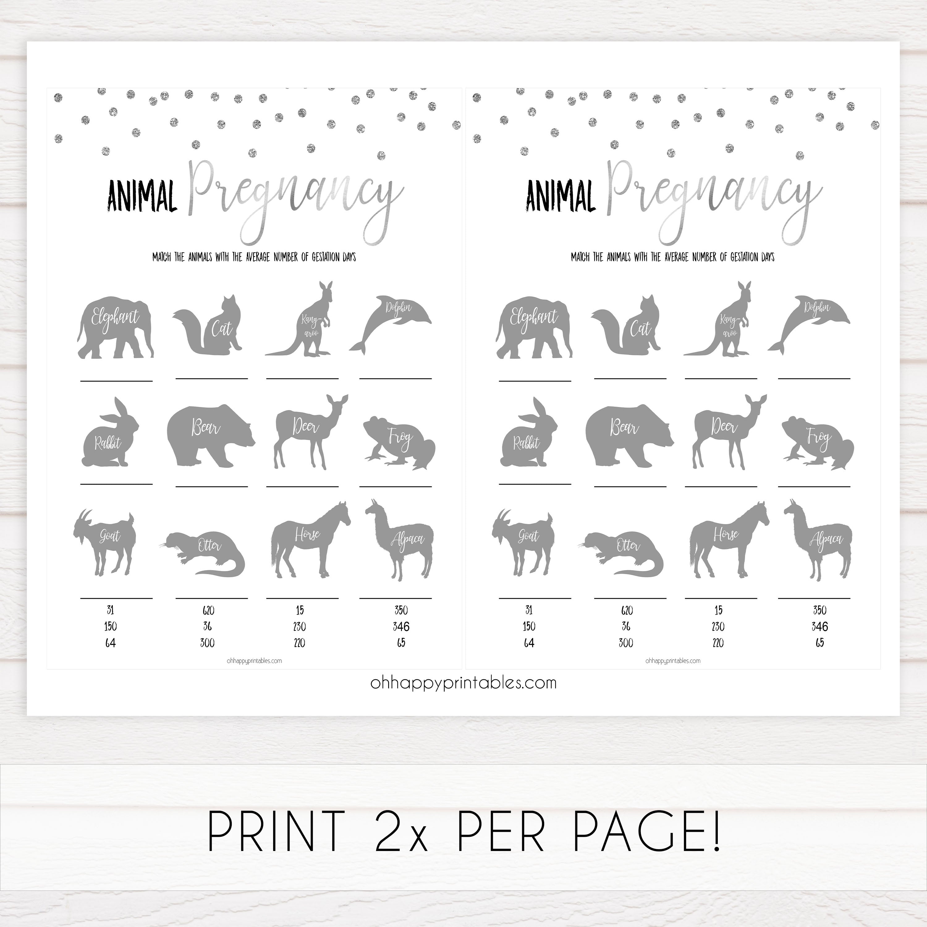 animal pregnancy game, Printable baby shower games, baby silver glitter fun baby games, baby shower games, fun baby shower ideas, top baby shower ideas, silver glitter shower baby shower, friends baby shower ideas
