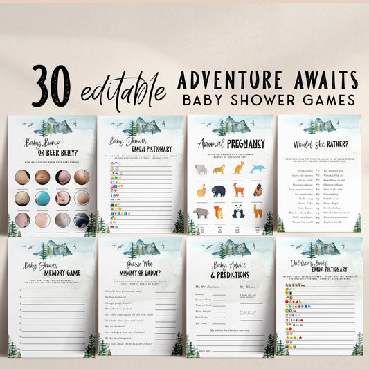 30 EDITABLE Baby Shower Games - Adventure Awaits