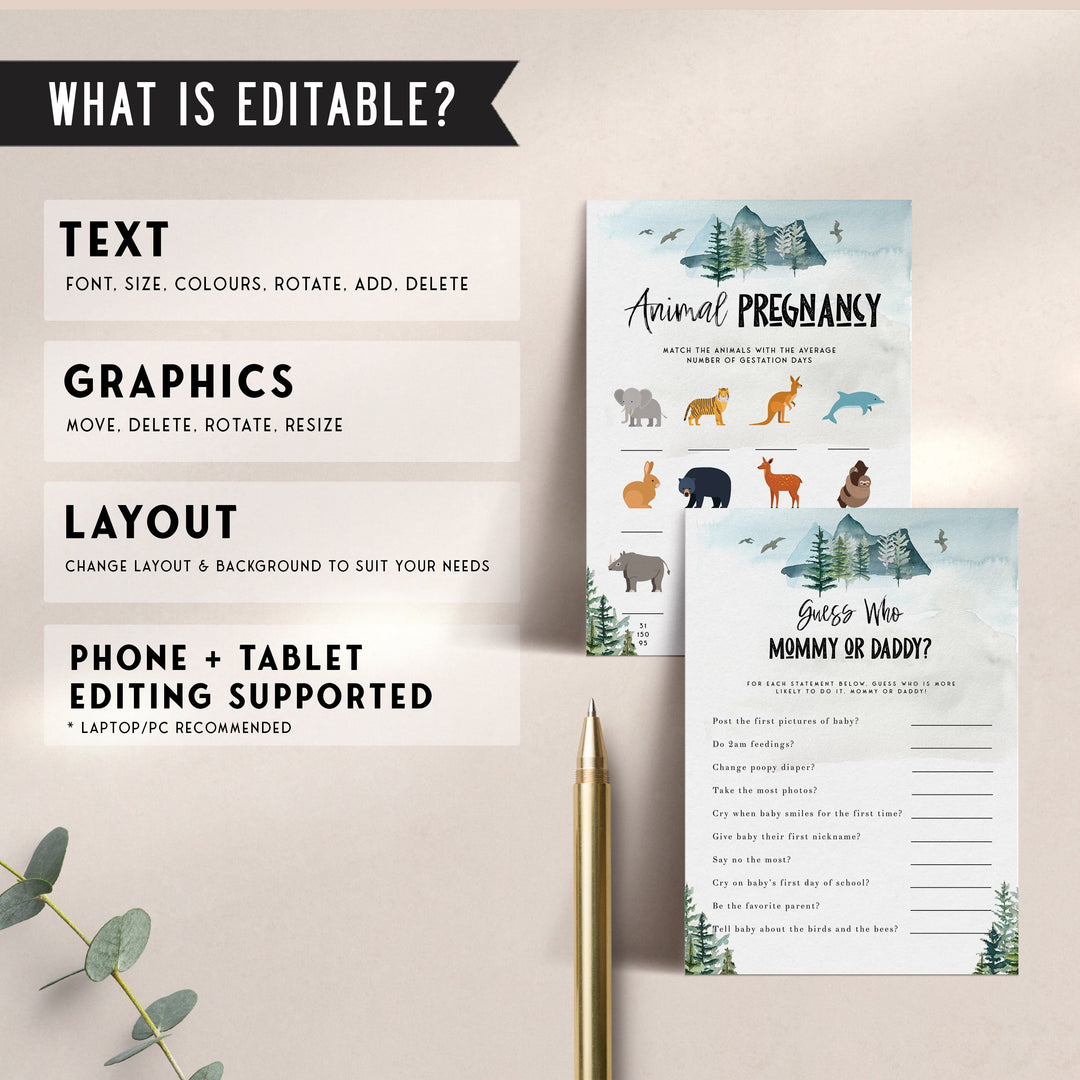 30 EDITABLE Baby Shower Games - Adventure Awaits