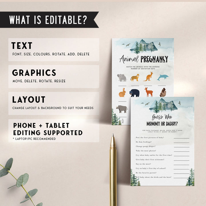 30 EDITABLE Baby Shower Games - Adventure Awaits