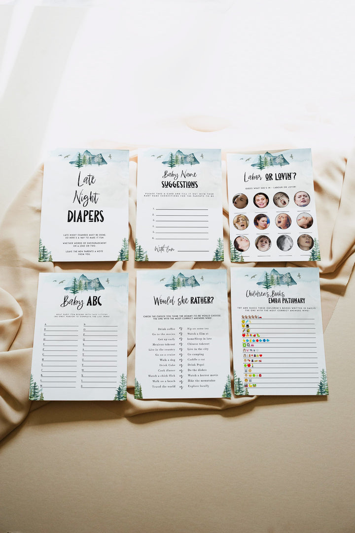 60 editable baby shower games, adventure awaits baby shower games, printable baby shower games, fun baby shower games