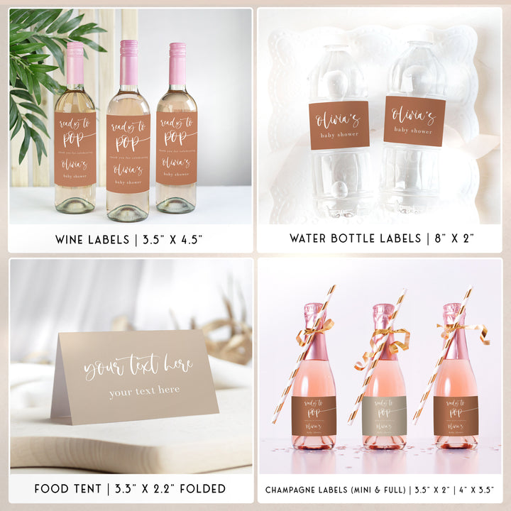 fully editable baby shower bundle, printable baby shower games, terracotta baby shower, baby shower invitations