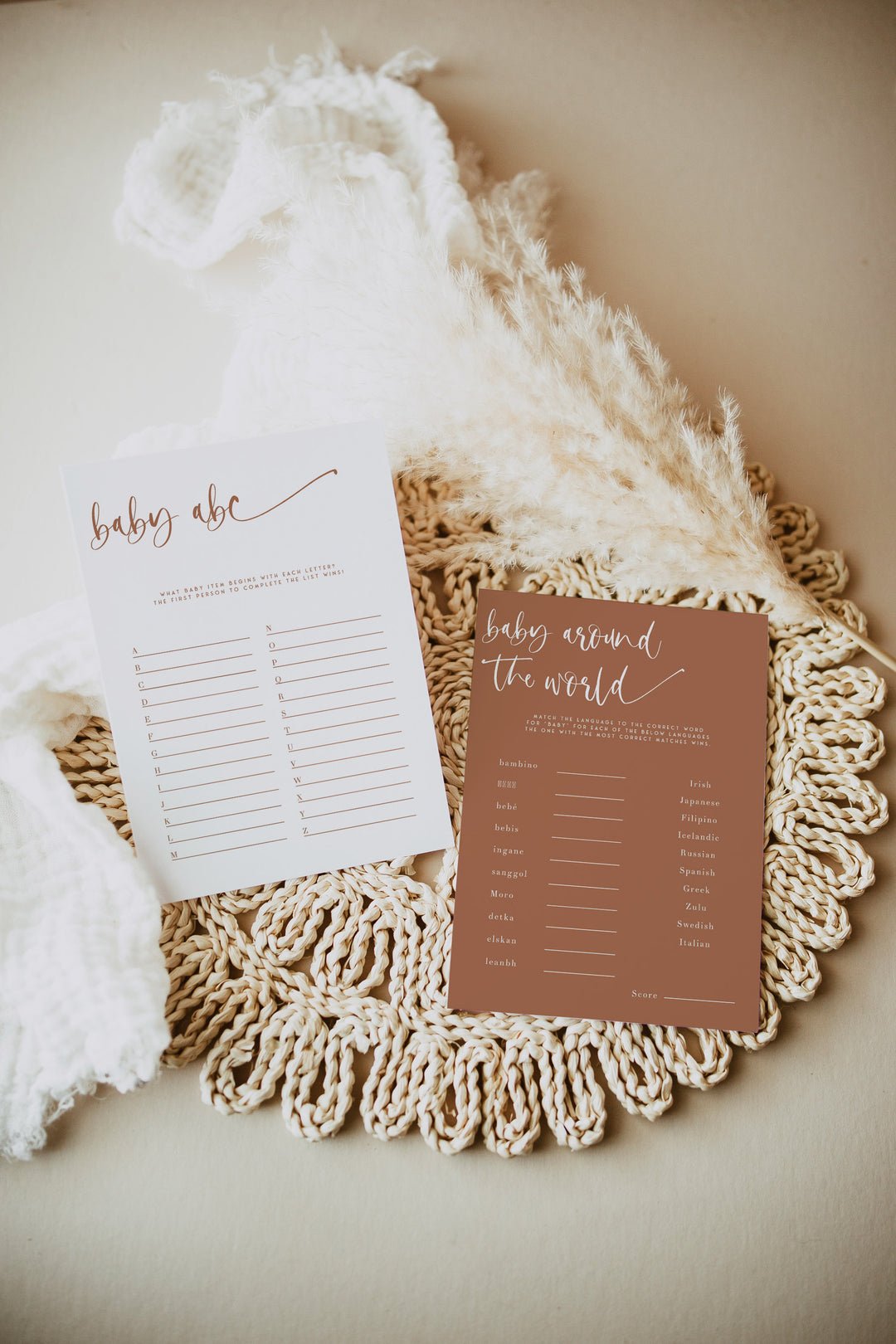 60 editable baby shower games, printable baby shower games, terracotta baby shower games, fully editable baby shower games