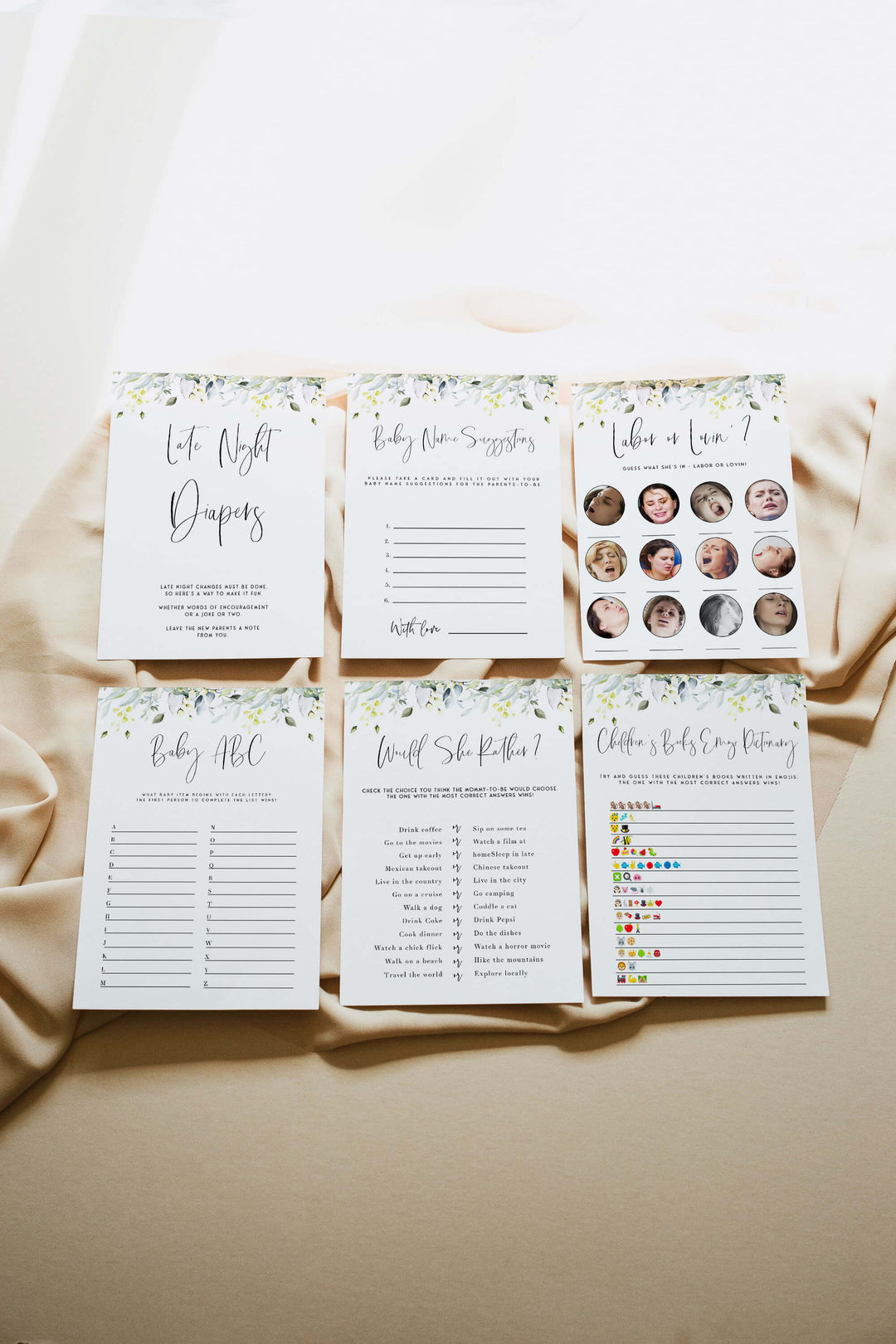 60 editable baby shower games, floral baby shower games, editable baby games, printable baby shower games, summer baby shower games