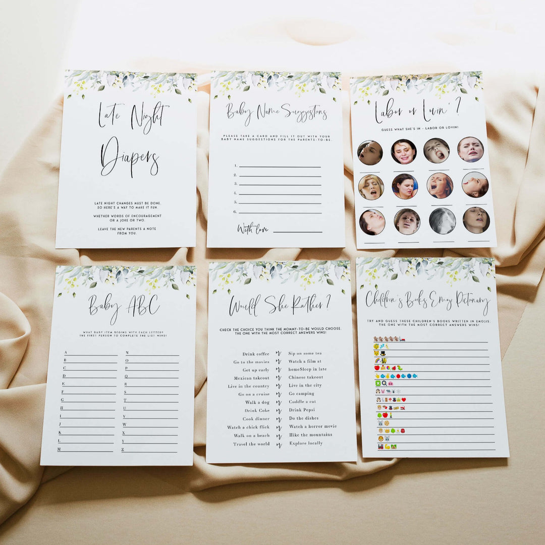 30 editable baby games, summer garden baby shower, editable baby shower games, printable baby shower games, floral baby shower games, fun baby game