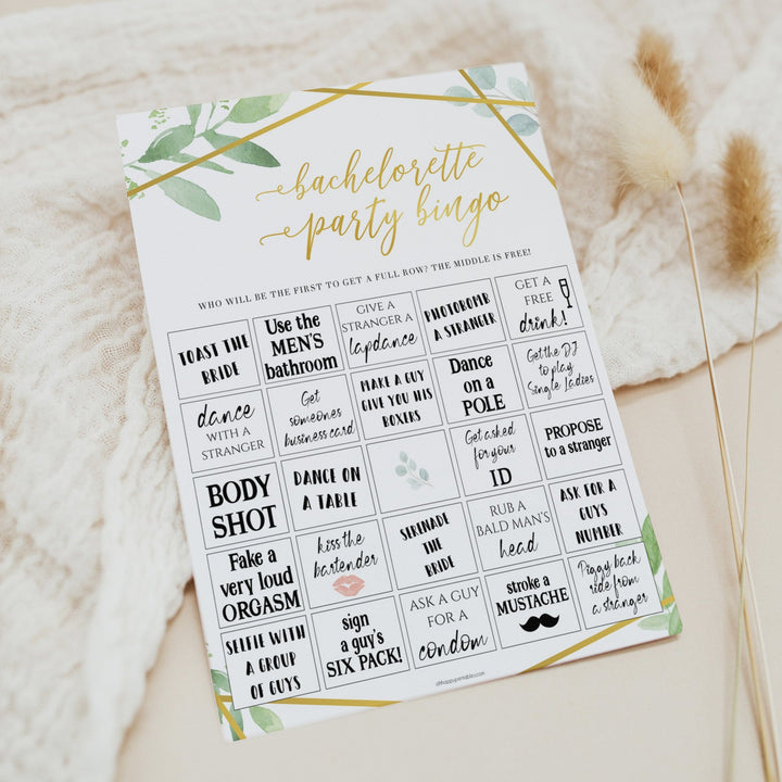 Bachelorette Party Bingo - Gold Greenery