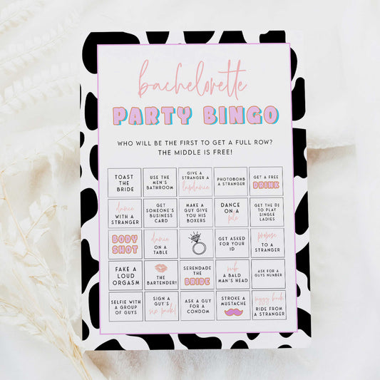 bachelorette party bingo, Space cowgirl bridal shower games, printable bridal shower games, bridal games, bridal shower games, disco bridal games