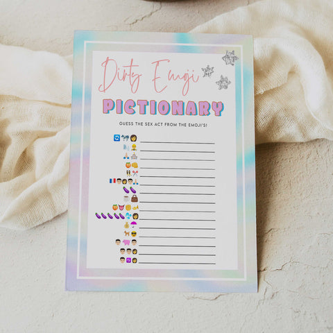 dirty emoji pictionary game, Space cowgirl bachelorette party games, printable bachelorette party games, dirty hen party games, adult party games, disco bachelorette games