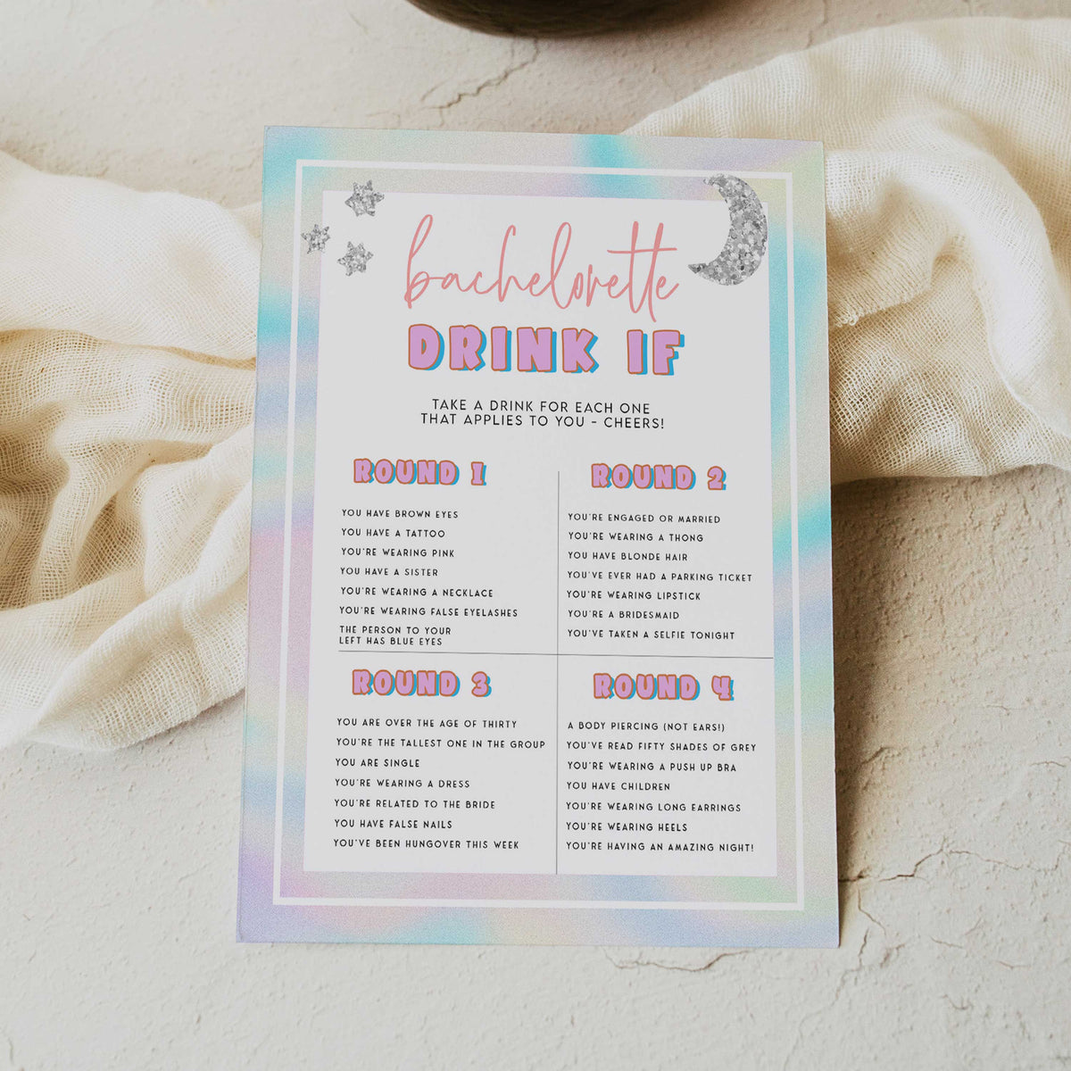 bachelorette drink if game, Space cowgirl bachelorette party games, printable bachelorette party games, dirty hen party games, adult party games, disco bachelorette games