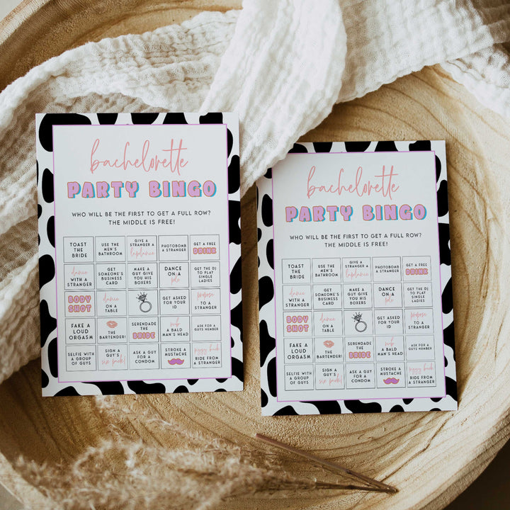 bachelorette party bingo, Space cowgirl bridal shower games, printable bridal shower games, bridal games, bridal shower games, disco bridal games