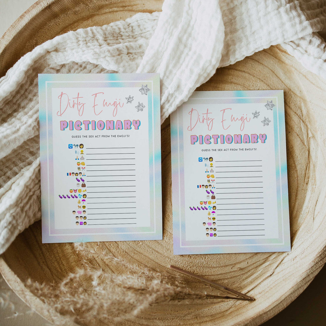 dirty emoji pictionary game, Space cowgirl bachelorette party games, printable bachelorette party games, dirty hen party games, adult party games, disco bachelorette games