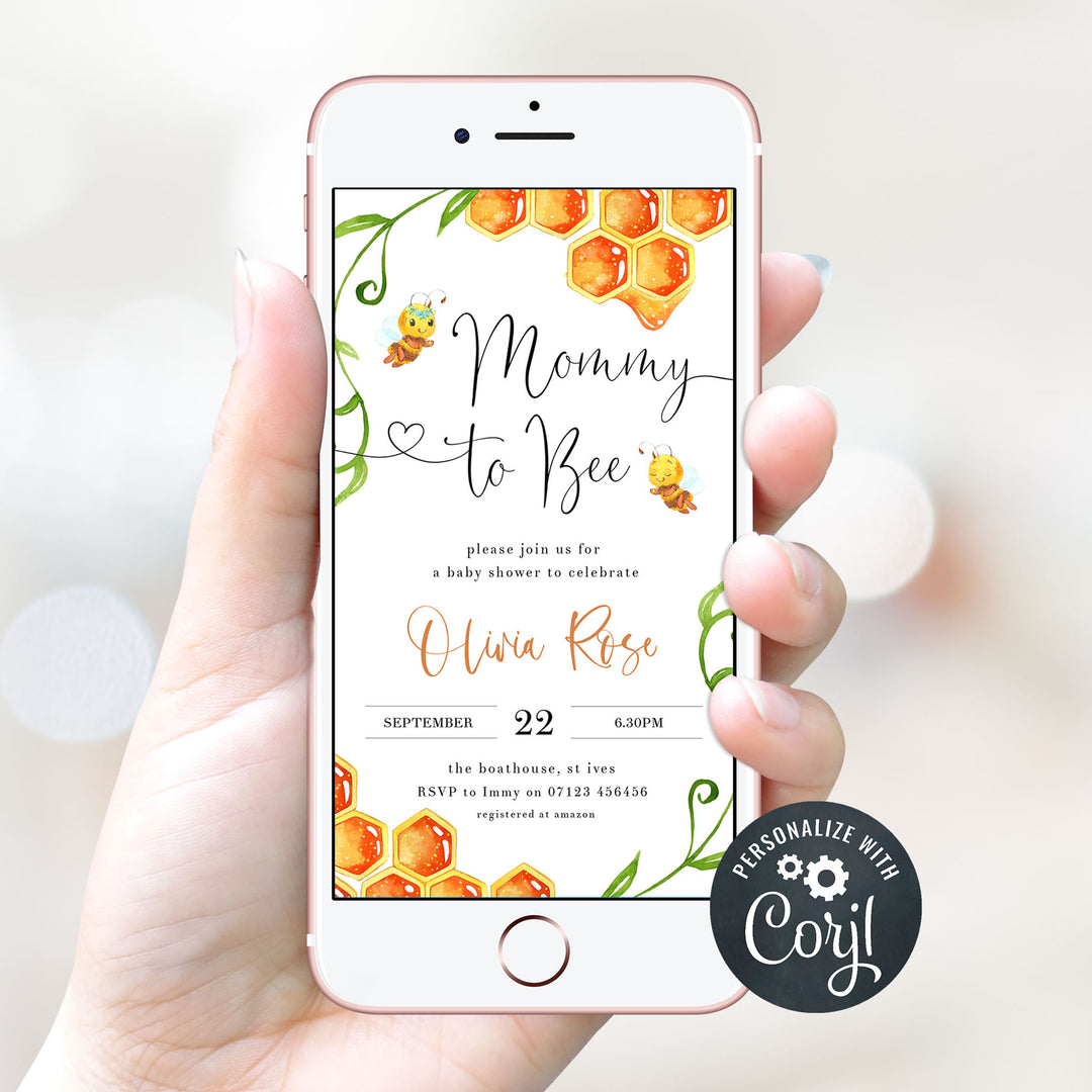 mommy bee baby shower invitations, editable baby shower invitations, printable baby shower invitations, baby shower invitations mobile