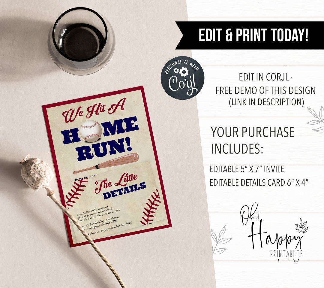 editable baseball baby shower invitations, printable baby shower invitations, little slugger baby shower invitations, baseball baby shower theme