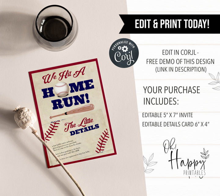 editable baseball baby shower invitations, printable baby shower invitations, little slugger baby shower invitations, baseball baby shower theme