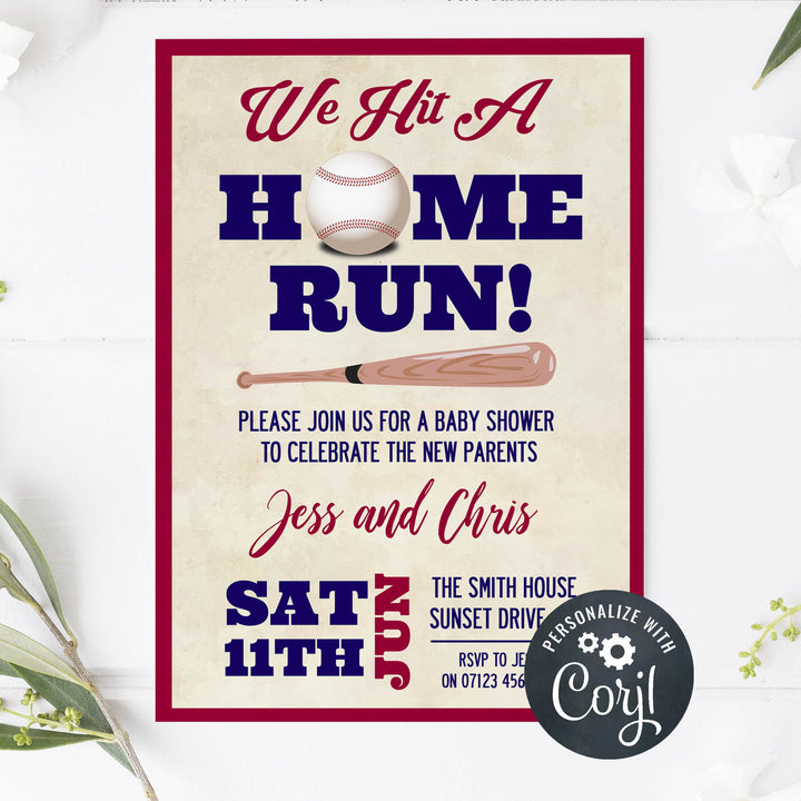 editable baseball baby shower invitations, printable baby shower invitations, little slugger baby shower invitations, baseball baby shower theme