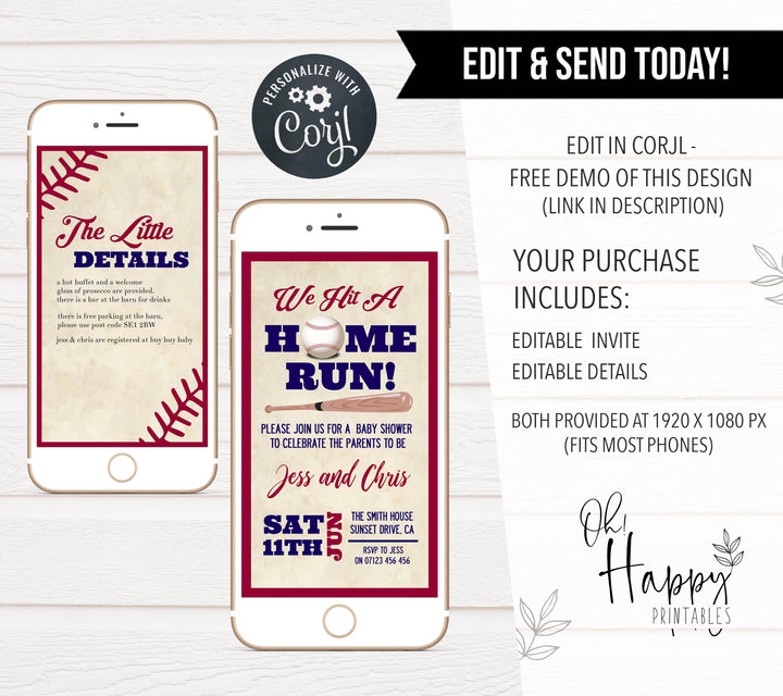 editable baseball baby shower invitations, printable baby shower invitations, little slugger baby shower invitations, baseball baby shower theme