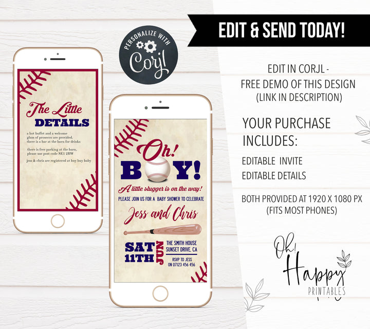 editable baseball baby shower invitations, printable baby shower invitations, little slugger baby shower invitations, baseball baby shower theme