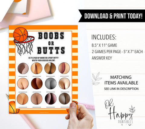 Basketball baby shower games, boobs or butts baby game, printable baby games, basket baby games, baby shower games, basketball baby shower idea, fun baby games, popular baby games