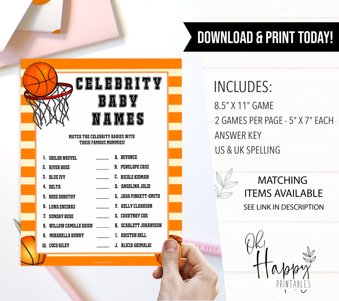 Basketball baby shower games, celebrity baby names baby game, printable baby games, basket baby games, baby shower games, basketball baby shower idea, fun baby games, popular baby games