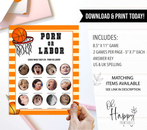 porn or labor, baby bump or beer belly, boobs or butts game, Printable baby shower games, basketball fun baby games, baby shower games, fun baby shower ideas, top baby shower ideas, basketball baby shower, basketball baby shower ideas
