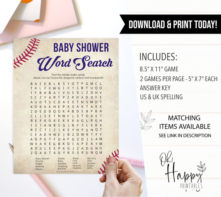 baseball baby games, baby word search, baby shower games, printable baby games, fun baby games, top 10 baby games, printable baseball baby games