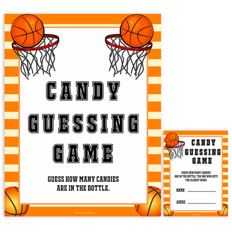 Basketball baby shower games, candy guessing game baby game, printable baby games, basket baby games, baby shower games, basketball baby shower idea, fun baby games, popular baby games
