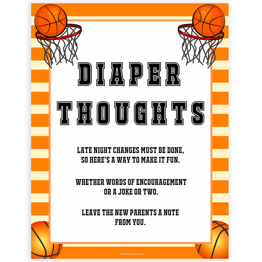 Basketball baby shower games, diaper thoughts baby game, printable baby games, basket baby games, baby shower games, basketball baby shower idea, fun baby games, popular baby games