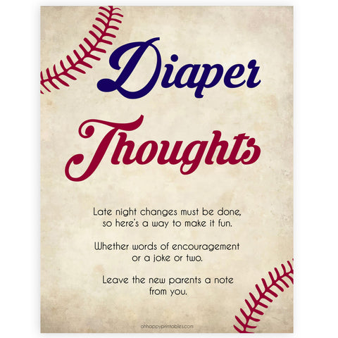 baseball diaper thoughts baby shower games, diaper thoughts, baby shower games, printable baby shower games, fun baby shower games, popular baby shower games