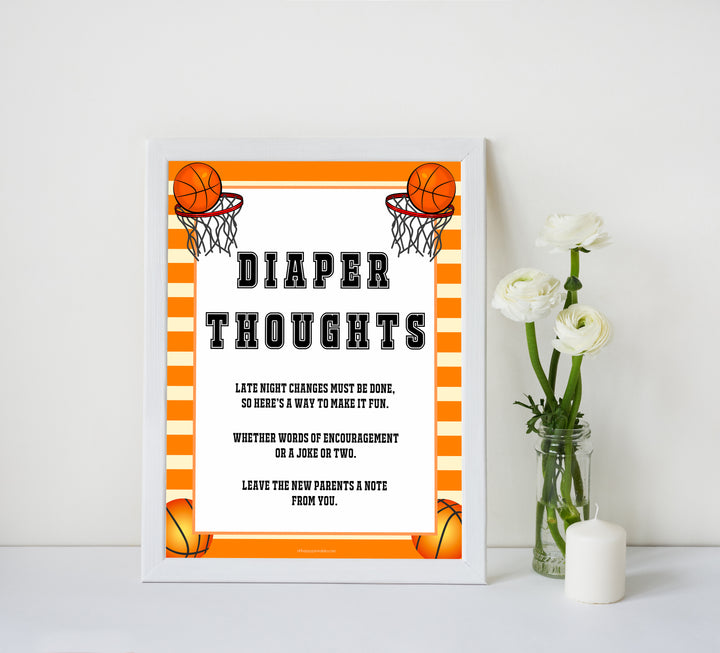 Basketball baby shower games, diaper thoughts baby game, printable baby games, basket baby games, baby shower games, basketball baby shower idea, fun baby games, popular baby games