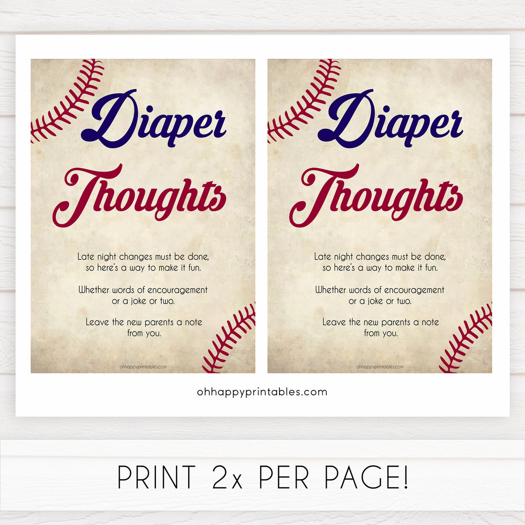 baseball diaper thoughts baby shower games, diaper thoughts, baby shower games, printable baby shower games, fun baby shower games, popular baby shower games
