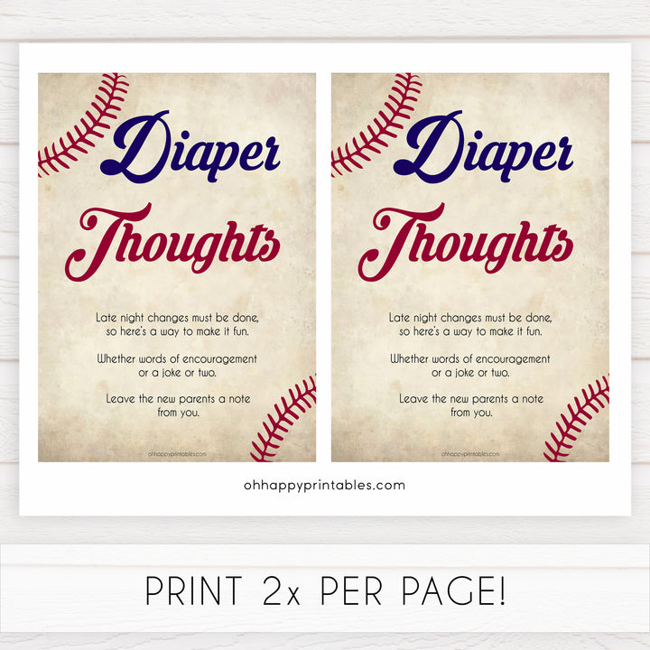 baseball diaper thoughts baby shower games, diaper thoughts, baby shower games, printable baby shower games, fun baby shower games, popular baby shower games