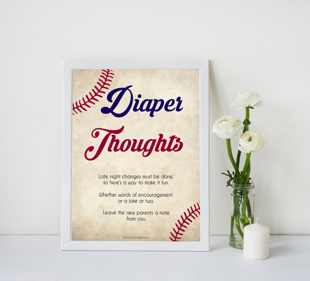baseball diaper thoughts baby shower games, diaper thoughts, baby shower games, printable baby shower games, fun baby shower games, popular baby shower games