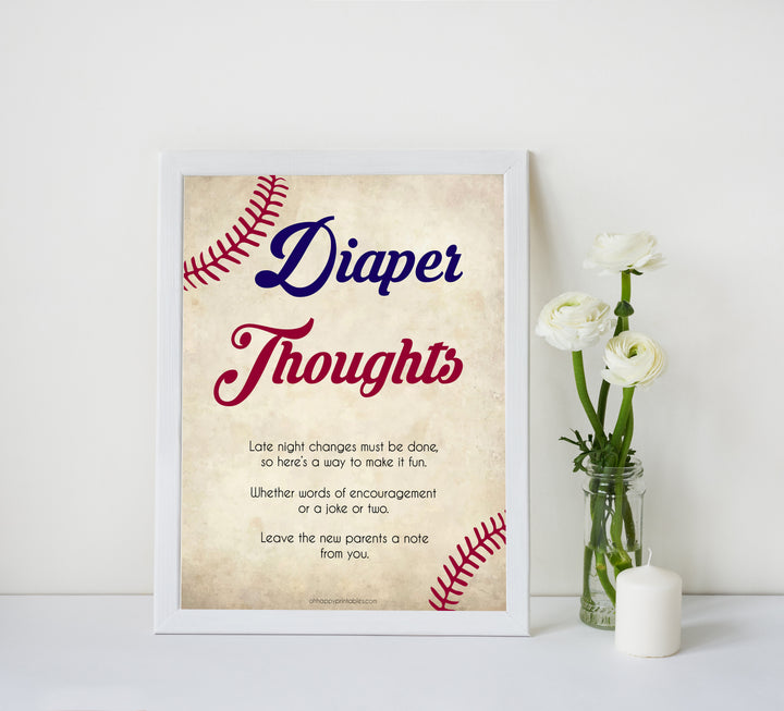baseball diaper thoughts baby shower games, diaper thoughts, baby shower games, printable baby shower games, fun baby shower games, popular baby shower games