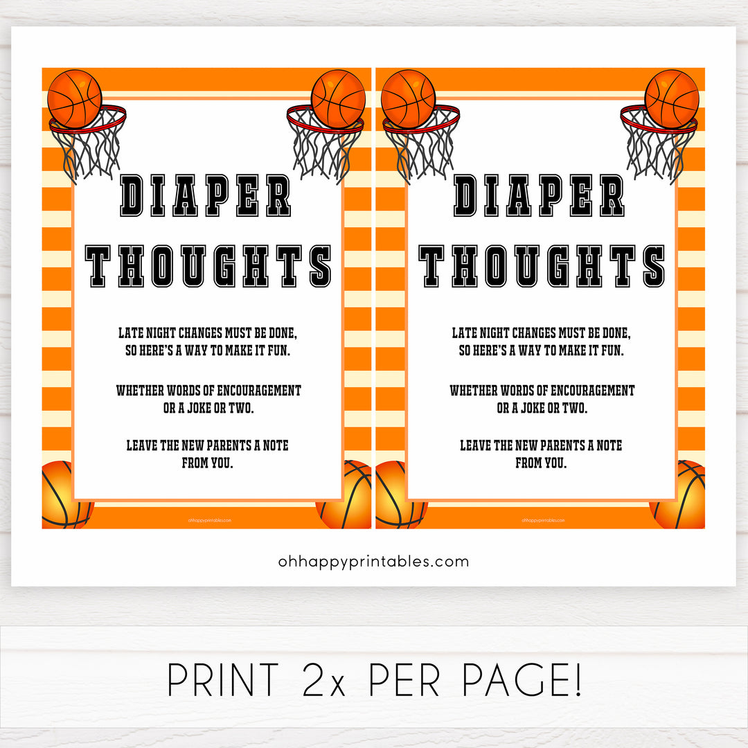 Basketball baby shower games, diaper thoughts baby game, printable baby games, basket baby games, baby shower games, basketball baby shower idea, fun baby games, popular baby games