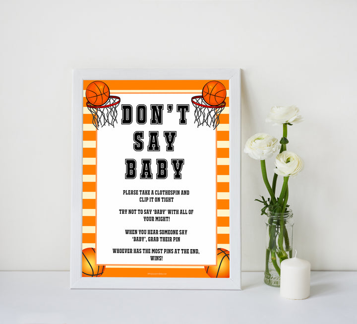 Basketball baby shower games, dont say baby baby game, printable baby games, basket baby games, baby shower games, basketball baby shower idea, fun baby games, popular baby games