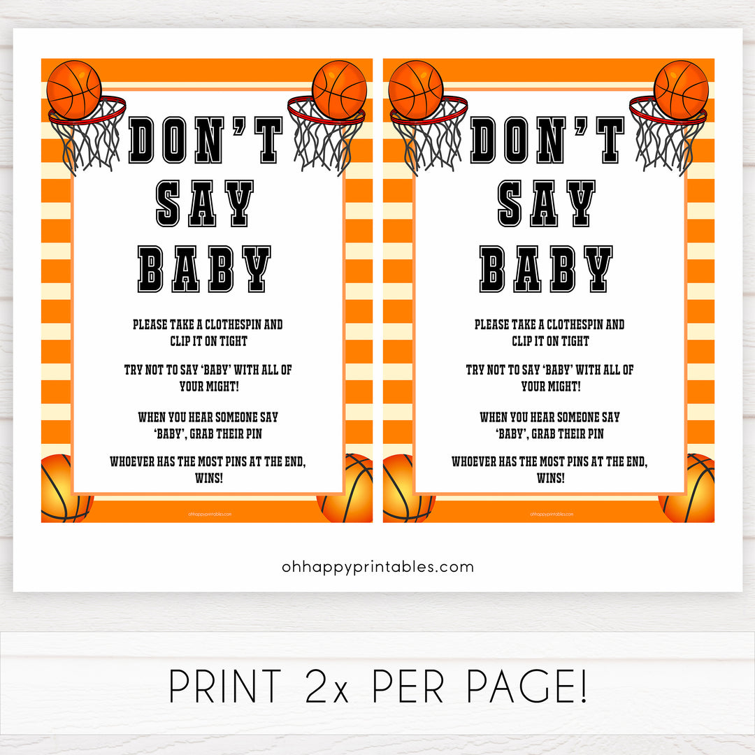 Basketball baby shower games, dont say baby baby game, printable baby games, basket baby games, baby shower games, basketball baby shower idea, fun baby games, popular baby games