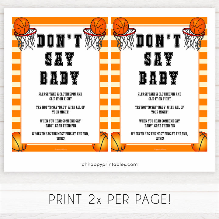 Basketball baby shower games, dont say baby baby game, printable baby games, basket baby games, baby shower games, basketball baby shower idea, fun baby games, popular baby games