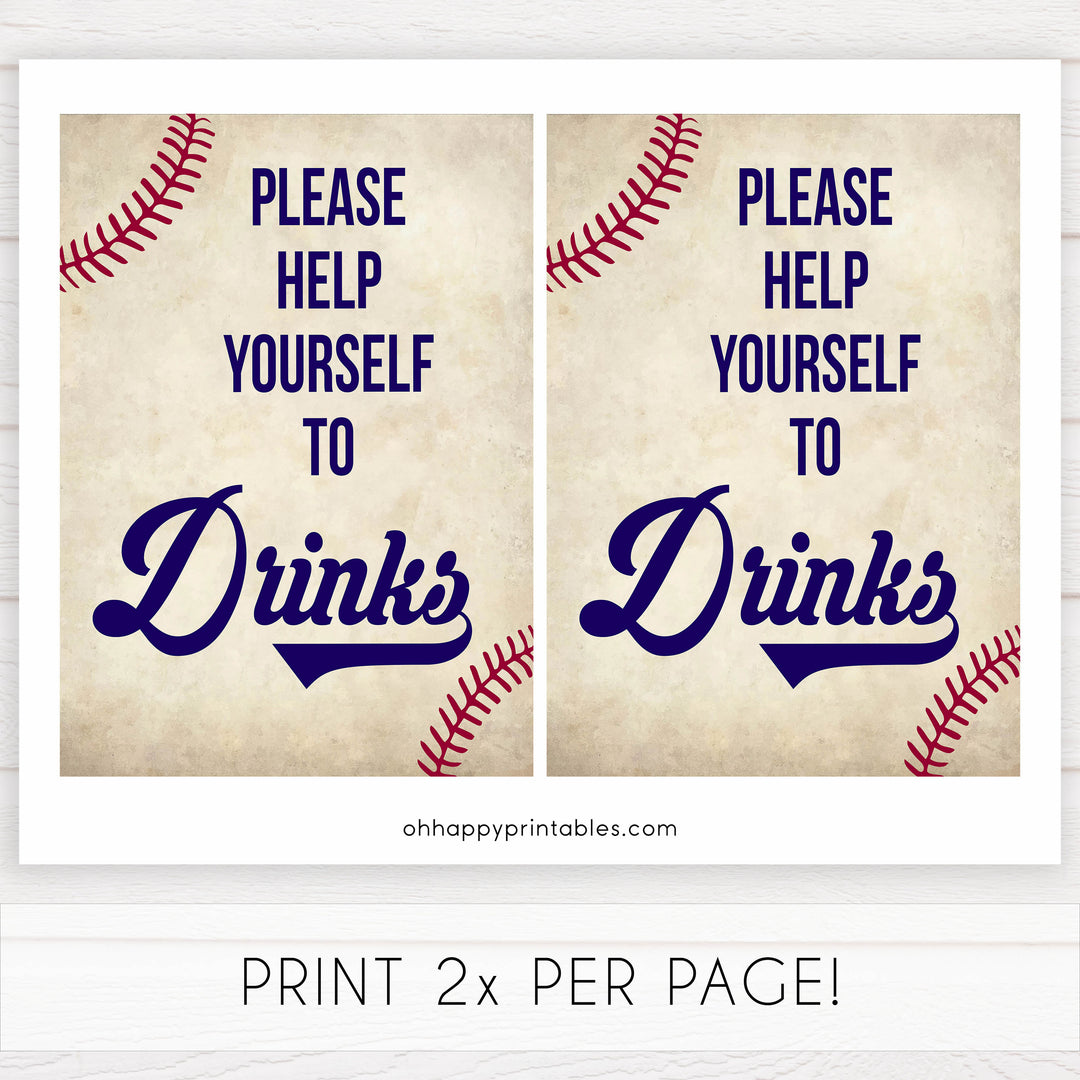 Drinks baby table sign, Baseball baby shower games, printable baby shower games, fun baby shower games, top baby shower ideas, little slugger baby games