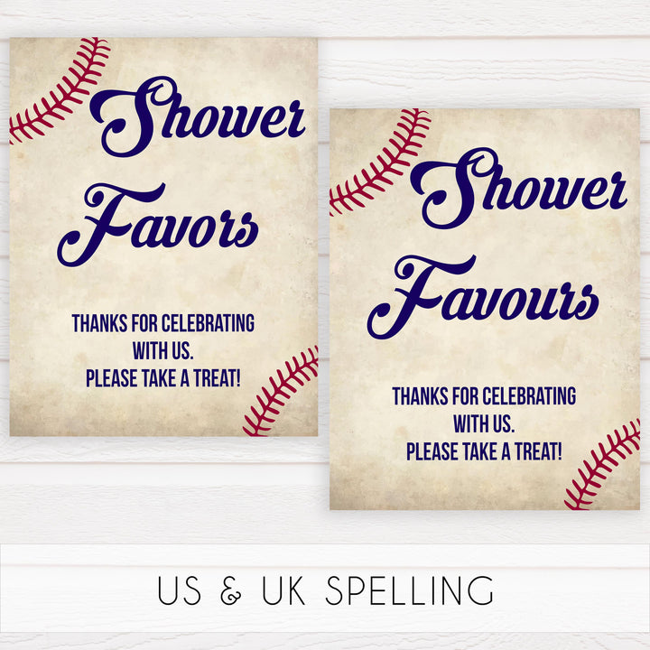 Baby Shower Favors Sign, Favors Table Sign, Baseball baby signs, baseball baby decor, printable baby shower decor, fun baby decor, baby food signs, printable baby shower ideas