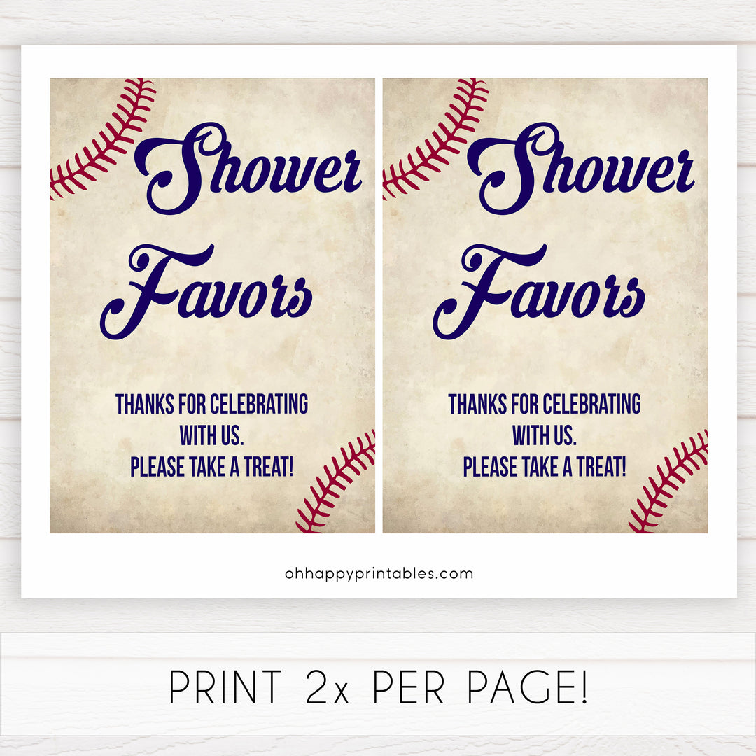 Baby Shower Favors Sign, Favors Table Sign, Baseball baby signs, baseball baby decor, printable baby shower decor, fun baby decor, baby food signs, printable baby shower ideas
