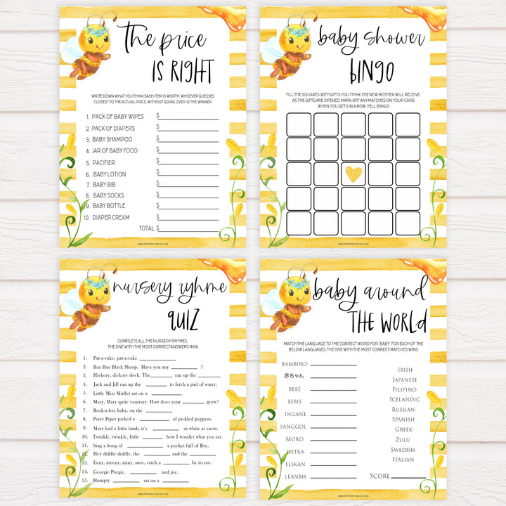 7 baby shower games bundle, Printable baby shower games, mommy bee fun baby games, baby shower games, fun baby shower ideas, top baby shower ideas, mommy to bee baby shower, friends baby shower ideas