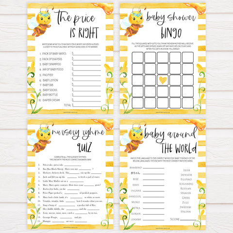 7 baby shower games bundle, Printable baby shower games, mommy bee fun baby games, baby shower games, fun baby shower ideas, top baby shower ideas, mommy to bee baby shower, friends baby shower ideas
