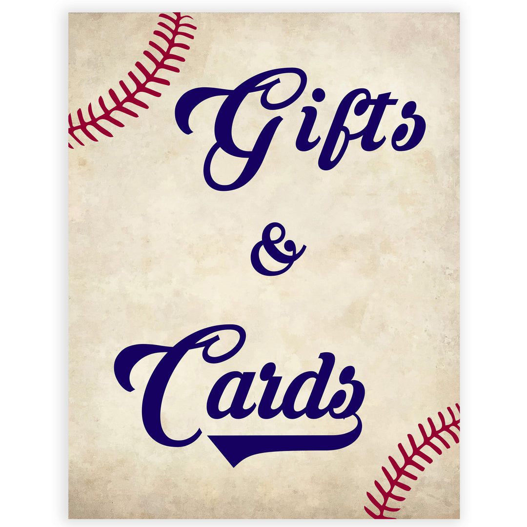 gifts and cards baby sign, gift baby table signs, Baseball baby signs, baseball baby decor, printable baby shower decor, fun baby decor, baby food signs, printable baby shower ideas