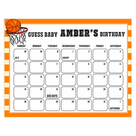 guess the baby birthday game, printable baby shower games, baby birthday prediction game, basketball baby shower games, fun baby shower ideas
