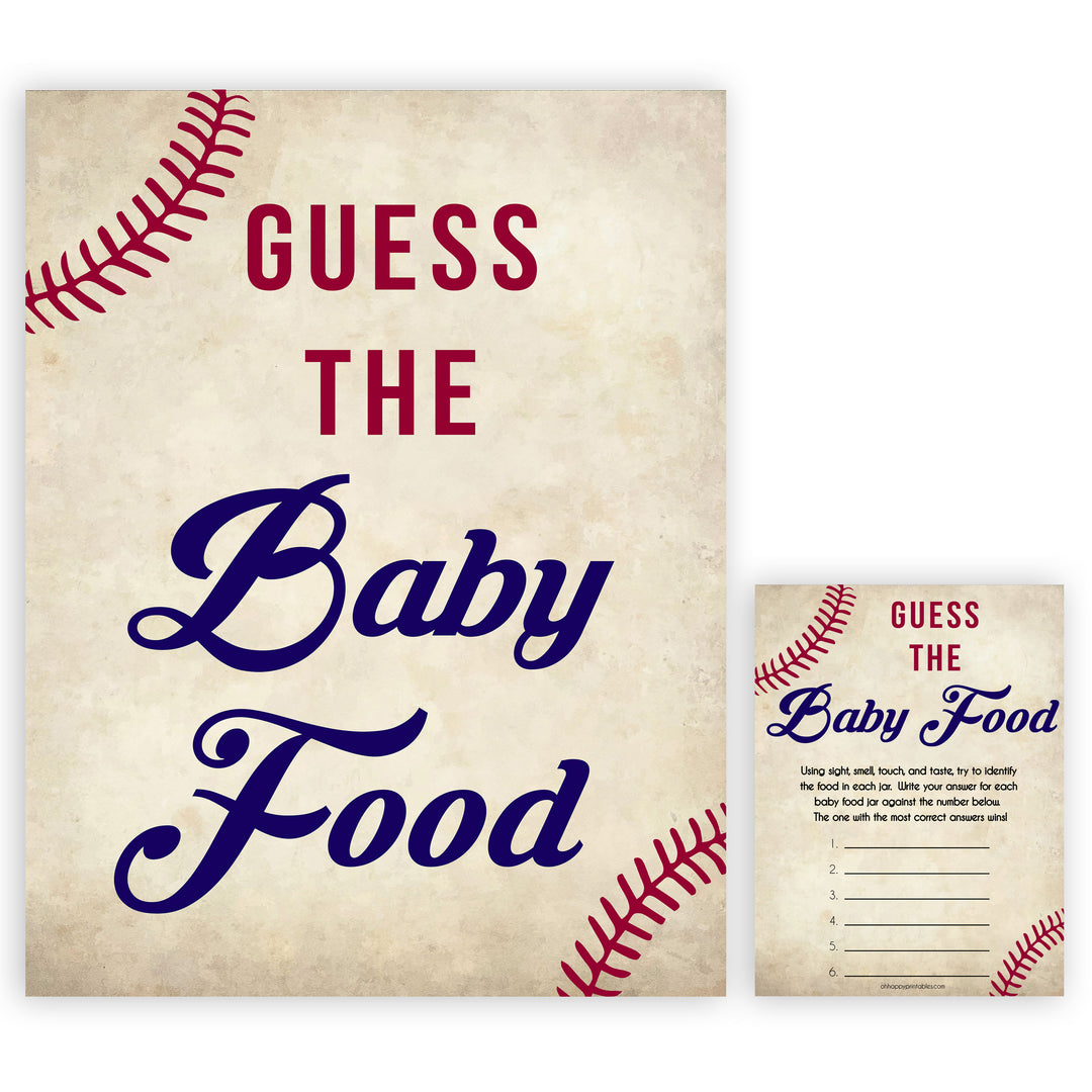 baseball guess the baby food game, baby shower games, guess the baby food game, printable baby shower games, fun baby shower games, popular baby shower games