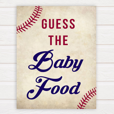 baseball guess the baby food game, baby shower games, guess the baby food game, printable baby shower games, fun baby shower games, popular baby shower games
