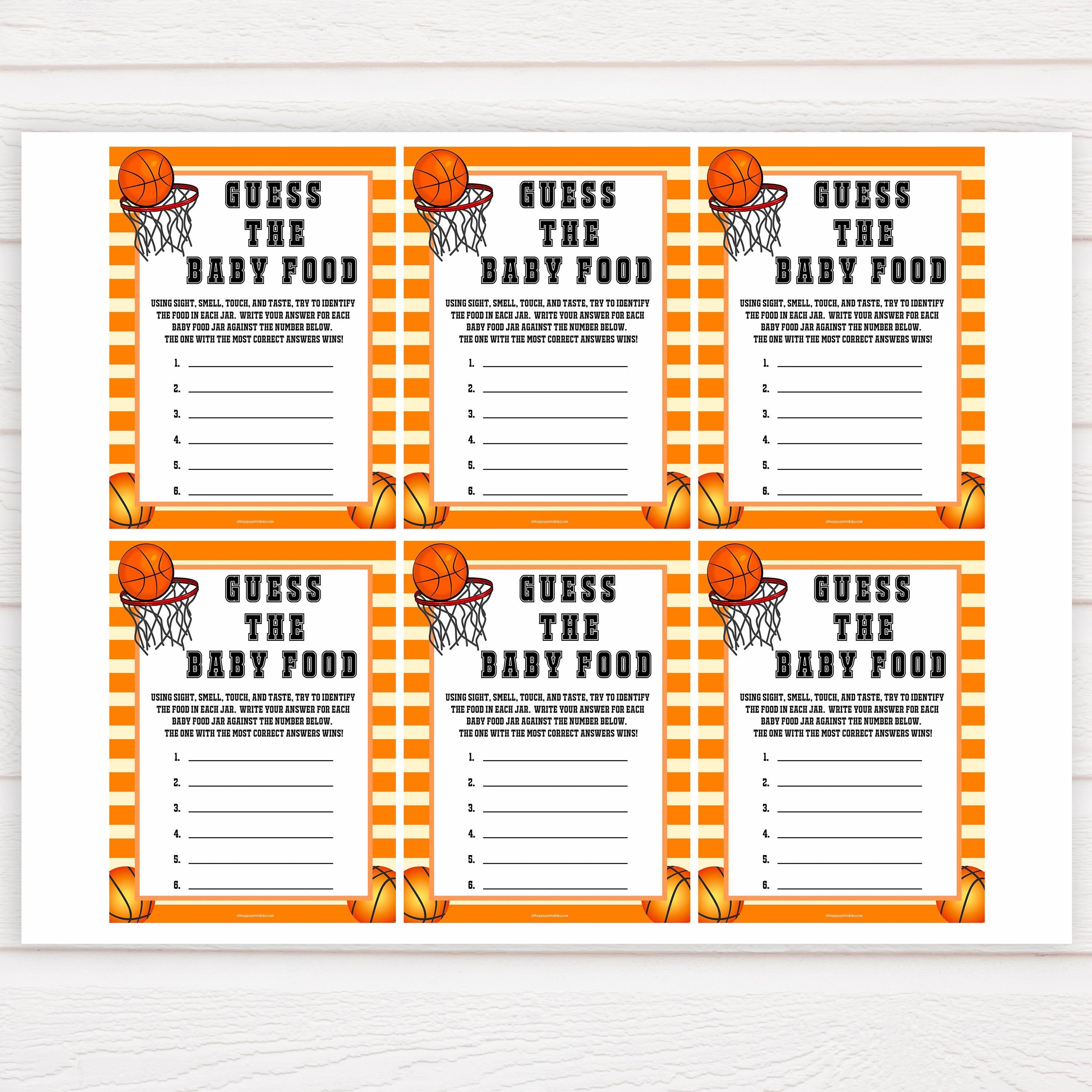 Basketball baby shower games, Guess The Baby Food baby game, printable baby games, basket baby games, baby shower games, basketball baby shower idea, fun baby games, popular baby games