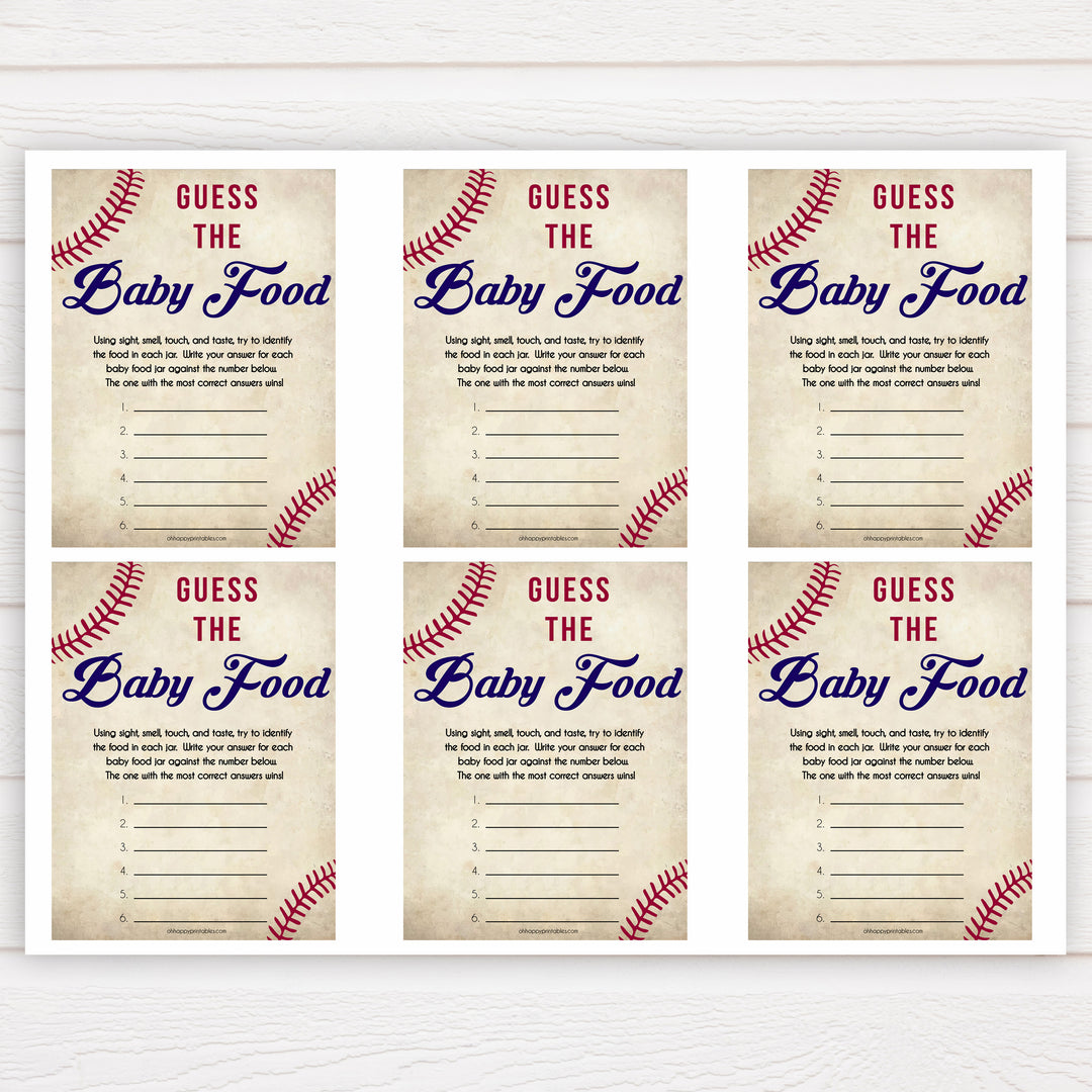 baseball guess the baby food game, baby shower games, guess the baby food game, printable baby shower games, fun baby shower games, popular baby shower games