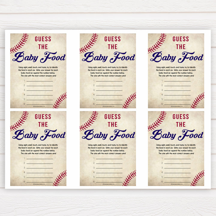 baseball guess the baby food game, baby shower games, guess the baby food game, printable baby shower games, fun baby shower games, popular baby shower games
